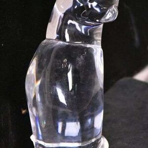 Orrefors crystal cat sculpture by artist Olle Alberius